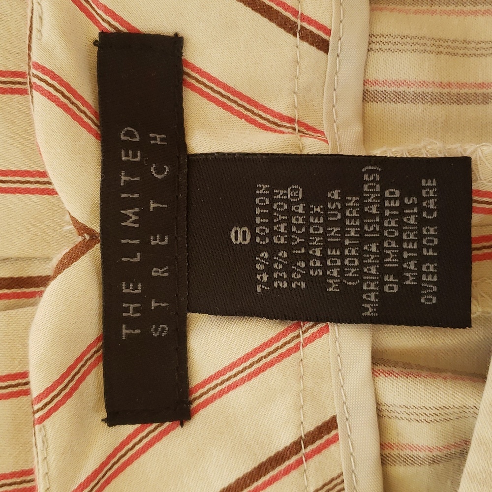 Vintage THE LIMITED Striped Cotton Skirt | Cream Coral Orange Brown | SIZE 6 - Picture 11 of 11